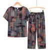 Traje Nuevo de Abuela 2021 Top de Manga Corta Dos Piezas Algodón Holgado Talla Grande Ropa para Mujeres de Mediana Edad y Mayores