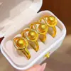 Anillo Abierto de Doble Pista con Incrustaciones de Diamantes y Perla Ojo de Gato, Oro Arena que Conserva el Color, Anillo de Lujo Ligero y Elegante, Joyería al por Mayor para Transmisiones en Vivo