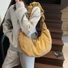Bolso Cruzado de Hombro Único Casual Estilo Coreano Literario, Bolso de Nylon Plegado Tipo Dumpling de Ins, Bolso Cruzado de Lona con Cordón de Moda Trendy