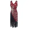 Nuevo Disfraz Gatsby para Dropshipping Vestido Retro de los Años 20 con Lentejuelas Flecos Bordado Moda Banquete Vestido de Noche