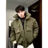 Chaqueta corta de caballería ligera para hombre, estilo americano de invierno, cuello alto tipo aviador, abrigo de algodón holgado para trabajo