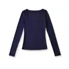 Ap25513-25 Nuevo Estilo de Verano Estilo Europeo y Americano Sencillo Básico Tencel Sexy Cuello en U Manga Larga Camiseta de Base