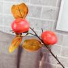Ramas de caqui de imitación estilo chino, ideales para arreglos florales, decoración del hogar, adornos de mesa para la sala de estar, ramas con escarcha, caqui artificial.