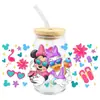 Mickey Mouse Transfer UV DTF Cristal Transparente Copo de Vidro com Adesivo 16oz Especial À Prova d'Água Resistente a Arranhões Atacado Transfronteiriço