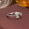 Anillo de Plata de Ley 925 100 Apellidos Familiares Apellido Familiar Anillo para Mujer Nuevo Amor Diseño de Nicho Sentido Anillo de Dedo Abierto Todo-partido Regalo