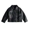Chaqueta de Cuero PU Negra para Niñas 2026 Primavera y Otoño Nuevo Estilo Coreano Chaqueta de Cremallera para Motociclista para Niños Mayores Cárdigan de Moda