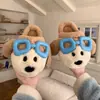 Zapatillas de Algodón con Marco de Cachorro de Dibujos Animados Lindas Zapatillas de Felpa y Piel para el Hogar Suela Gruesa y Espesa Lindas de Interior Producto Cuidadosamente Seleccionado