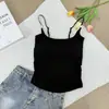 Camisola Fruncida de Diseño de Perlas Frescas y Puras para Mujer, Adecuada para Usar como Prenda Exterior o para Superponer, con Copas en el Pecho, Corte Ajustado, Espalda Hermosa, Algodón Rc