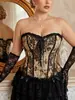 Corset Jacquard com Laço Estilo Corte Espinha de Peixe Peça Externa Cintura Apertada Cincher Emagrecedor XXXL Modelador Corporal