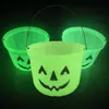 Balde de Abóbora Bruxa Flamejante Halloween Pote de Abóbora Decoração Festival Fantasma com Tampa Pote de Doces Lanterna de Abóbora Brilhante