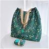 Bolsa de Compras Dobrável Verde Japonesa Desenho Animado Fofa Leve Grande Capacidade Bolsa de Ombro Grande Feminina Estilo Ins Presente
