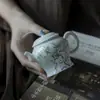 Bule de Chá de Bambu com Pedra Taihu Pintado à Mão das Dinastias Tang e Song, Conjunto de Chá de Porcelana Azul e Branca com Filtro de Furo de Bola, Bule Único de Lâmpada de Palácio Doméstica