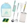 Bolsa de Almacenamiento para Utensilios de Cocina para Exteriores Portátil Desmontable Tabla de Cortar para Picnic de Viaje en Coche Set 2 en 1 Cuchillos de Camping