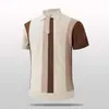 2026 Nueva Camisa Polo de Manga Corta Estilo Coreano de Verano Bloque de Color Degradado para Hombre Casual Rayas Color de Contraste Cuello Campana Moderna