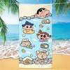 Toalha de banho de secagem rápida infantil de grandes dimensões Giz de cera Pequena nova toalha de praia Microfibra Velo de dupla face Toalha de praia com impressão digital