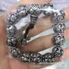 S999 Plata de Ley 990 Pulsera de Plata Esterlina Retro Pulsera Mantra de Seis Caracteres Pulsera de Moda Accesorios DIY Tejido