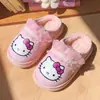 Pantuflas de algodón para niños Sanrio, pantuflas antideslizantes de interior para otoño e invierno para niñas, lindas pantuflas de felpa de Hello Kitty