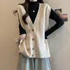 Cardigan suéter de tricô sem mangas, de comprimento médio, com design estiloso, para afinar, de caimento solto, para outono e inverno feminino