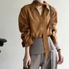 Camisa coreana Dongdaemun para mujer con cuello de lazo, diseño de otoño, cuello en V, corte holgado, elegante, manga larga