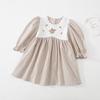 Vestido infantil de cuadros bordado Corea del Sur primavera y otoño ropa infantil vestido de princesa para niñas falda estilo occidental para bebés