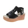Sandálias femininas salto cunha verão novo 2024 sapatos femininos boca de peixe zíper lateral solto sapatos romanos atacado feminino 43 jardas 7cm