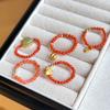 Anillo de Cuentas de Ágata Roja del Sur de Plata Esterlina 925 para Mujer, Simple, Cuerda Elastoelástica, Estilo Chino Nuevo, Estilo Nacional, Anillo J0473