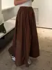 Falda larga vintage de estilo francés con cintura elástica para mujer, comercio exterior estilo europeo y americano, relajada y casual, de cintura alta, falda línea A adelgazante