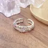 Anillo Abierto Estilo Hada con Pavé de Circonita de Color Dopamina, Anillo de Dedo Índice de Fiesta para Estudiantes de Lujo Ligero de Alta Gama, Anillo de Nicho