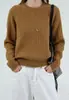 Suéter Pulôver Macio Novo de Tricô Trançado Outono/Inverno, Suéter de Cashmere com Tricô Trançado de Manga Longa para Mulheres, Gola Redonda Engrossada