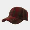 Gorra de béisbol a cuadros de lana para otoño e invierno para hombres y mujeres, sombrero de sol a cuadros vintage para exteriores, sombrero cálido artístico y elegante