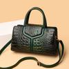 Bolso Negro con Patrón de Cocodrilo Moda Femenina Sensación de Alta Gama Bandolera Elegante Color Sólido Bolso de Mano para Regalo de Suegra