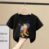 Camiseta de Manga Corta de Algodón Puro para Niñas, Top de Ropa Infantil de Dibujos Animados Moderno y a la Moda, Camiseta Casual Versátil de Cuello Redondo para Bebés Niñas, Manga Media