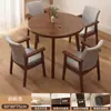 Mesa Redonda de Madera Maciza para Uso Doméstico, Mesa Redonda Pequeña para Comedor en Apartamento de Alquiler, Mesa de Comedor de Ocio Estilo Nuevo, Juego de Mesa y Sillas Redondas