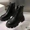 Botines Cortos Estilo Europeo y Americano Primavera y Otoño 2026, Botas Martin Versátiles de Moda para Mujer, Tacones de Plataforma de Suela Gruesa, Zapatos Elegantes para Mujer