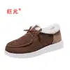 Juyuan Envío Directo 2026 Invierno Nuevos Zapatos de Talla Grande de Comercio Exterior 35-43 de Caña Baja de Lona Planos Casuales de Algodón
