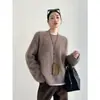 Hongmi Apparel/Blusa de Tricô Escovado de Lã e Cashmere, Suéter Quente e Aconchegante de Pelo Longo para Mulheres, Perfeito para Outono e Inverno