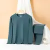 Conjunto de ropa interior térmica de doble cara para otoño e invierno, cuello medio alto para hombre, forro polar, top y pantalones térmicos engrosados, ropa casual