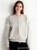 Diseño de Otoño e Invierno Cárdigan de Punto de Color Puro de un Solo Botón para Mujer Ropa Exterior Estilo Lazy Holgado Cuello Redondo Versátil