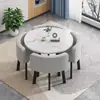 Mesa de comedor plegable que ahorra espacio para uso doméstico en apartamentos pequeños, juego de mesa y sillas para reuniones en tiendas, mesa redonda de recepción para ocio