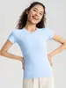 Camiseta Deportiva Jacquard de Cuello Redondo, Secado Rápido, para Fitness, Running, Pilates, Entrenamiento Integral, Yoga, Manga Corta, Verano