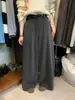 Pantalones de Lana de Pierna Ancha Adelgazantes de Cintura Alta Nuevos de Otoño para Mujer, Pantalones Casuales Sueltos con Caída, Pantalones de Traje Elegantes Gris Oscuro