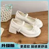 Zapatos Mary Jane con Lazo para Mujer 2026 Nuevo Verano Correa Única Negro Con Falda Blanco JK Tacón Grueso Zapatos Pequeños de Cuero