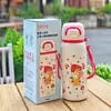 Taza Térmica de Acero Inoxidable para Doble Bebida con Dibujos, Vacío, Taza Infantil con Popote, Stitch Taza para Doble Bebida, Mickey Taza de Agua para Estudiante
