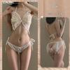 Shuoyao lencería sexy sexy malla transparente pasión mariposa tres puntos espalda descubierta entrepierna abierta gratis uniforme traje 268