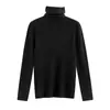 Camisa de Base Tricotada em Cashmere Amiga da Pele com Gola Alta Estilo Coreano para Mulheres, Outono e Inverno, Top Tricotado Sem Costura Espessado Moderno e Simples