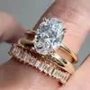 Conjunto de Anéis de Metal Brilhante Estilo Europeu e Americano Cao Shi para Mulheres, Estilo de Luxo Leve Item Quente do Taobao, Anel Geométrico Oval com Quatro Garras Inlaid