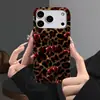 Suministro transfronterizo estilo chica hot retro funda de teléfono con estampado de leopardo y purpurina dorada de cereza para iPhone 17PM cubierta de teléfono ultra delgada mate