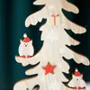 Adorno de búho para árbol de Navidad de madera, árbol pequeño de escritorio, recepción de hotel y centro comercial, oficina, decoración navideña de madera