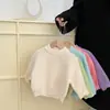 Suéter de Malha Grossa para Bebê Primavera e Outono Moda Coreana Menina Tricotado Elegante Camisa Base Top Roupas Cor Doce