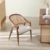 Sala de estar estilo japonés Silla retro de ratán Silla de comedor para restaurante Respaldo Diseño de cafetería Reposabrazos Madera maciza Silla de escritorio informal